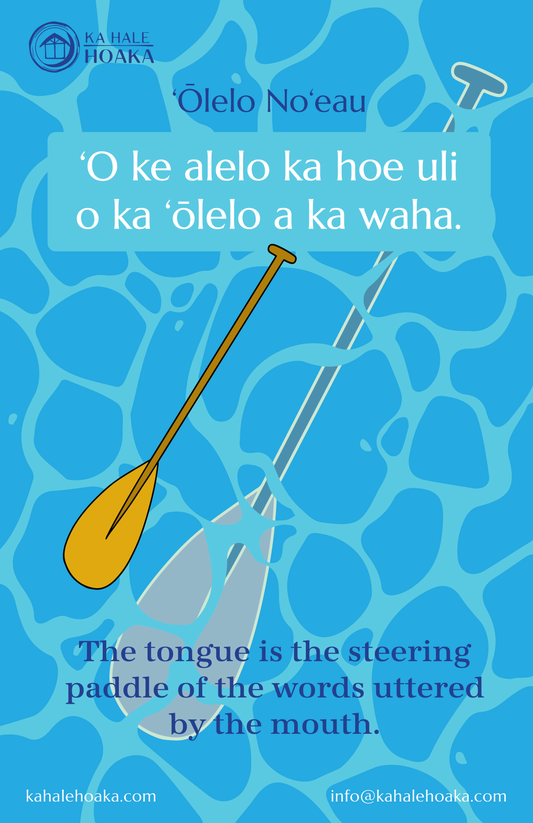 ʻŌlelo Noʻeau Poster - ‘O ke alelo ka hoe